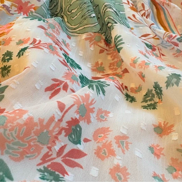 World Market Mira Dobby Patchwork Kaftan Dress Pastel Boho S/M Pastel resort EUC - Picture 8 of 11